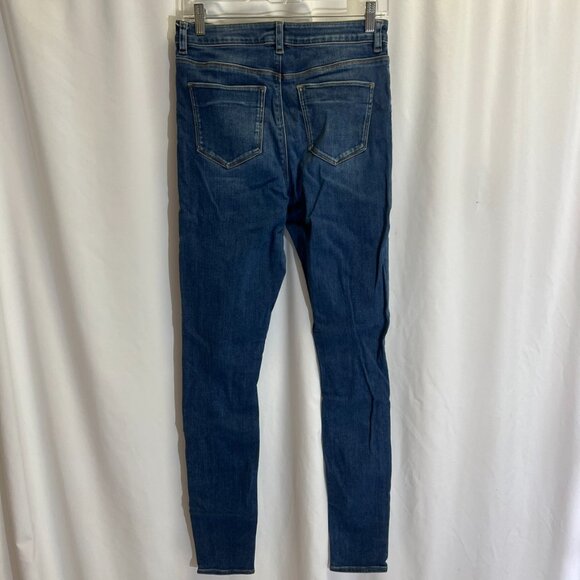 Asos Denim High Waist Button Fly Ripped Knee Skinny Jeans Tall Length 36" - Picture 6 of 7